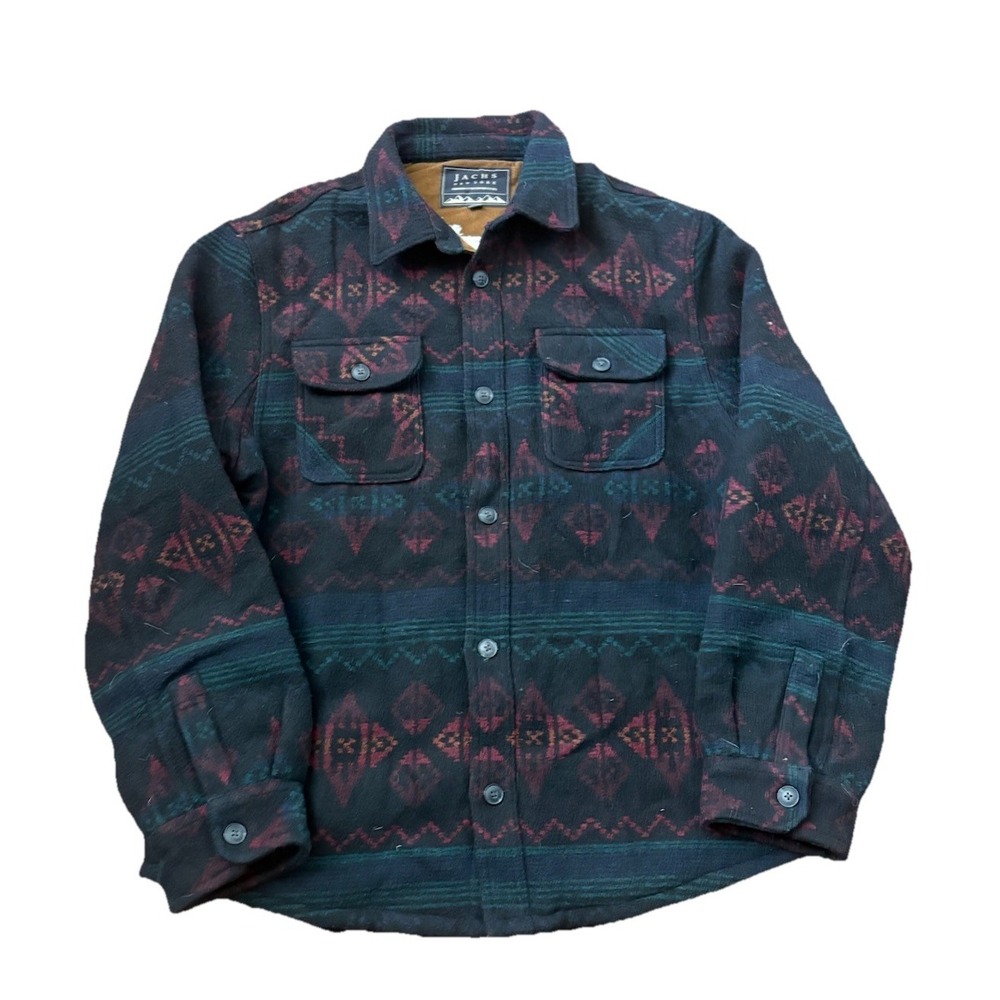 Vtg Aztec Jacket Mens Large Wool Shacket Jachs New York Coat Shirt Lined